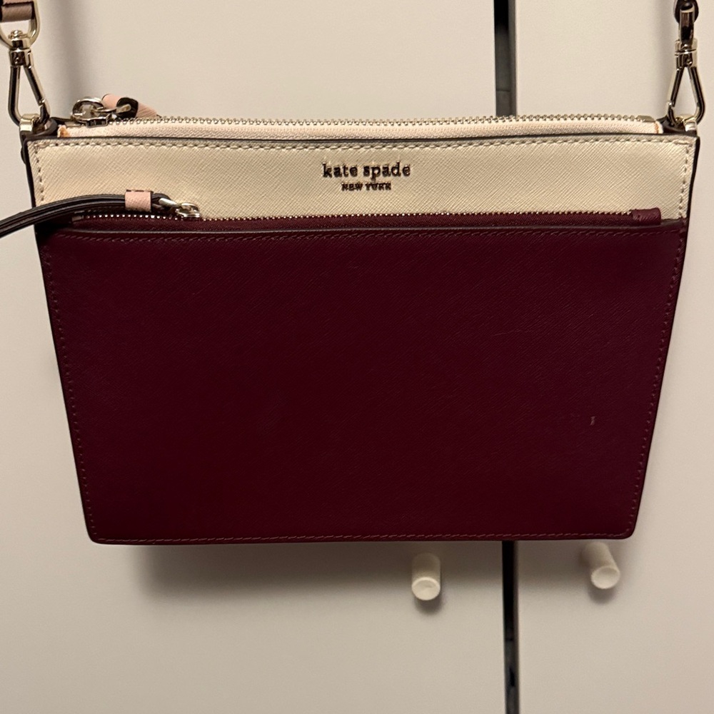 Kate Spade Maroon and Cream Crossbody Bag